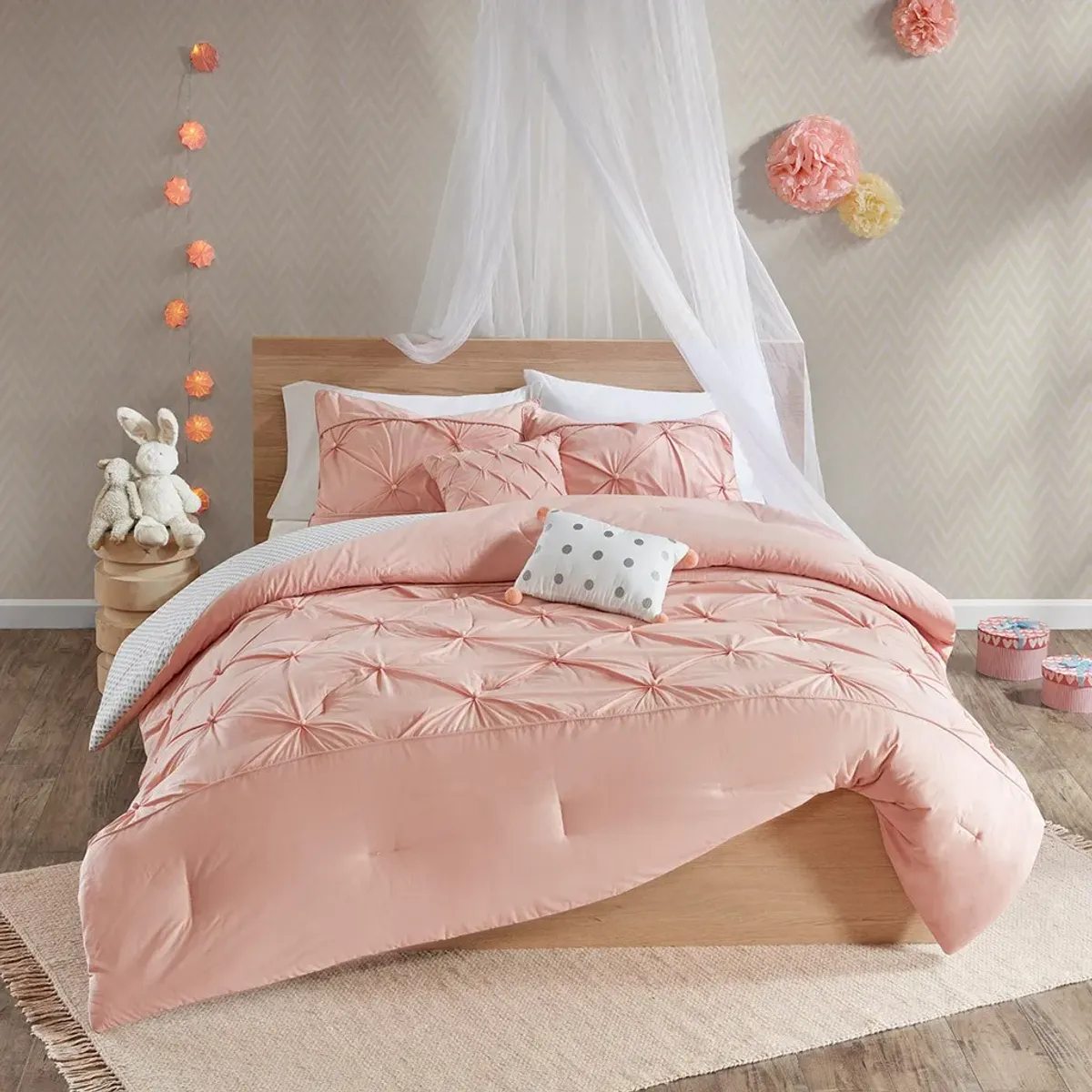 Olliix by Mi Zone Kids Aurora Blush Twin Cotton Reversible Comforter Set