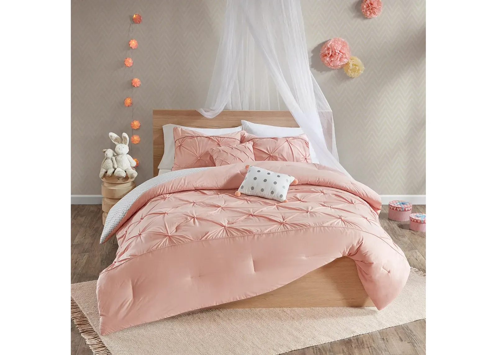 Olliix by Mi Zone Kids Aurora Blush Full/Queen Cotton Reversible Comforter Set