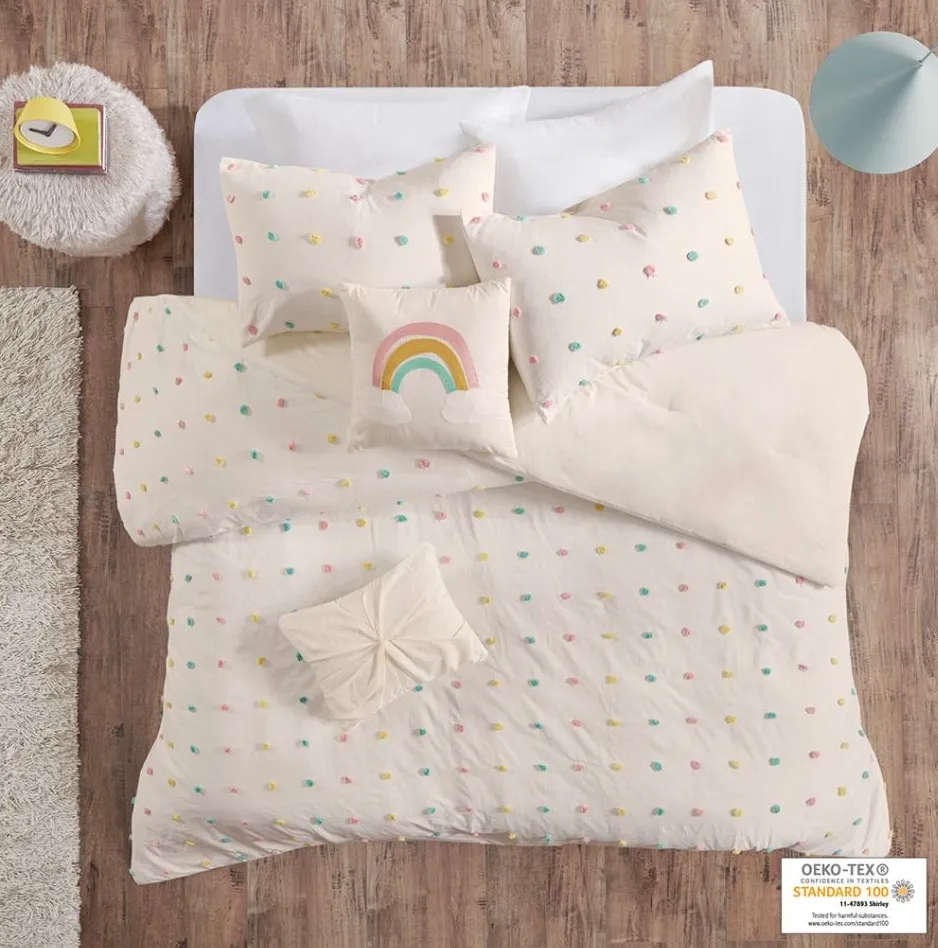 Olliix by Urban Habitat Kids Callie Multi Twin Cotton Jacquard Pom Pom Comforter Set