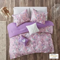 Olliix by Urban Habitat Kids Lola Pink Twin Unicorn Cotton Comforter Set