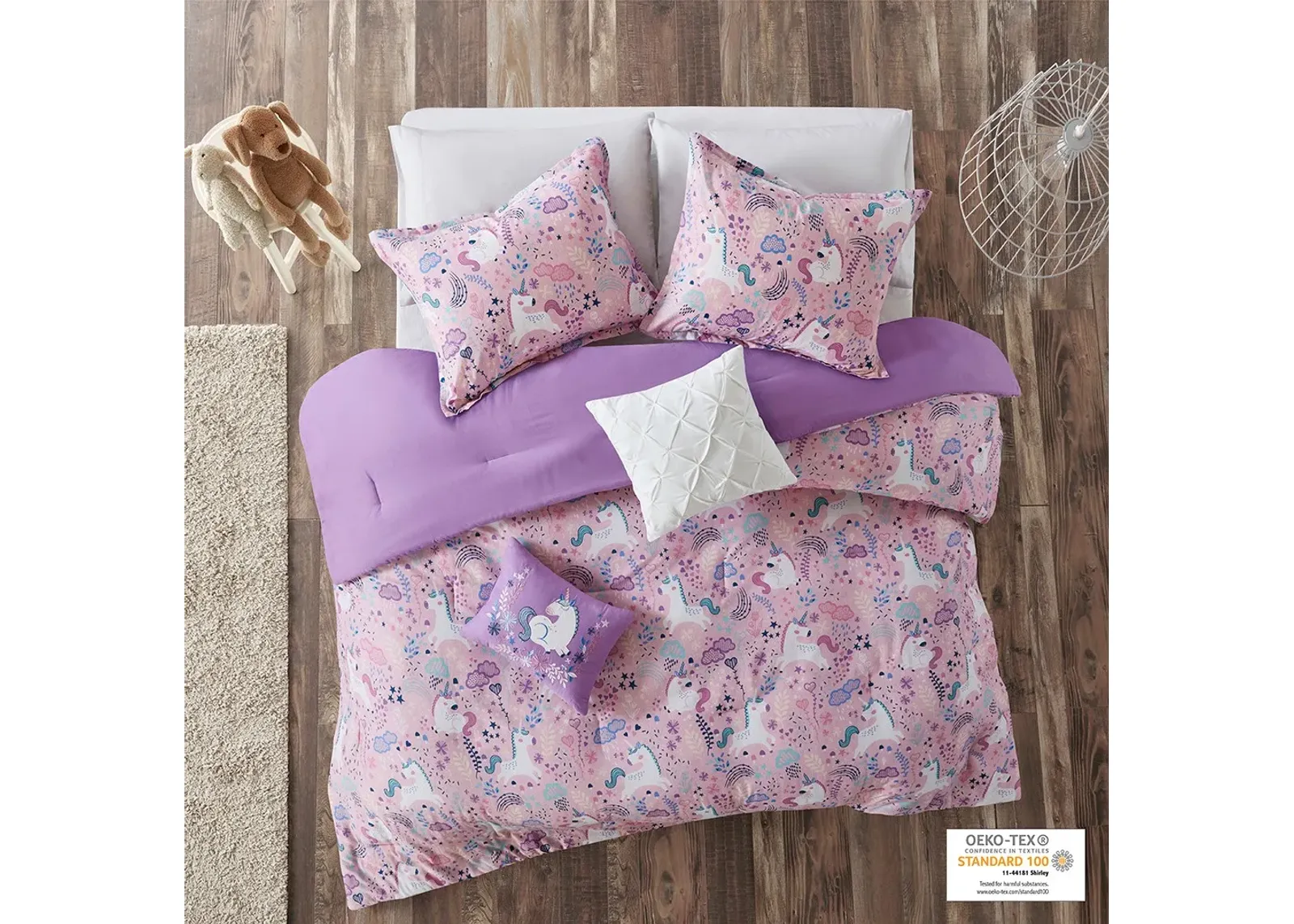 Olliix by Urban Habitat Kids Lola Pink Twin Unicorn Cotton Comforter Set