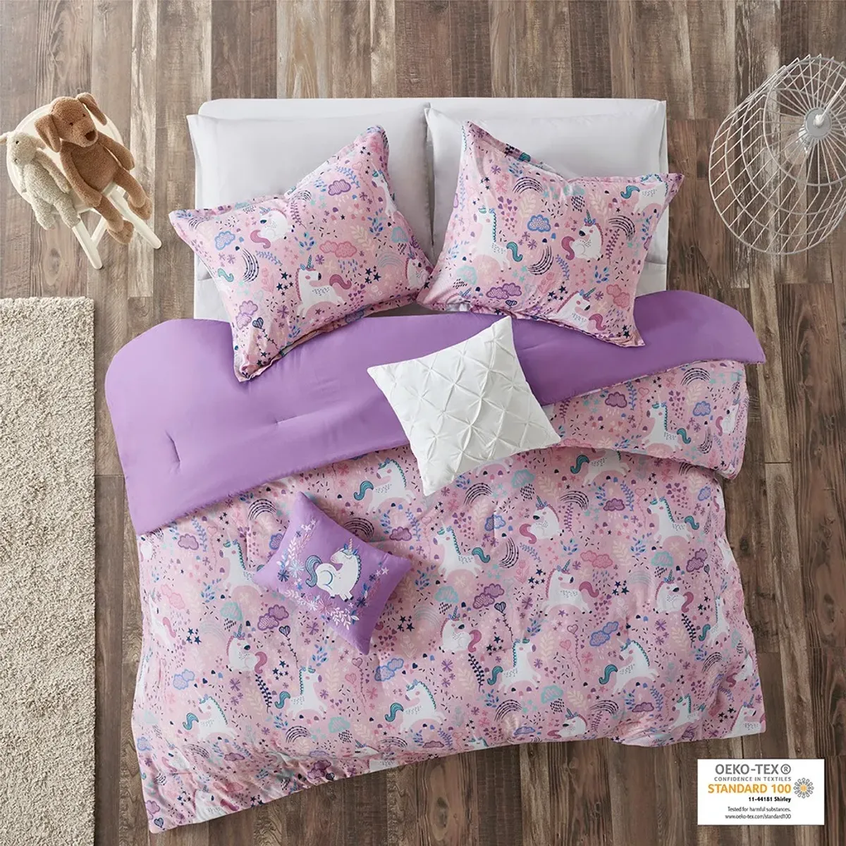 Olliix by Urban Habitat Kids Lola Pink Twin Unicorn Cotton Comforter Set