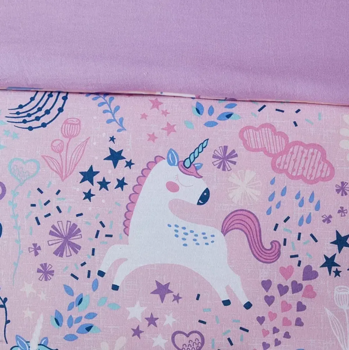 Olliix by Urban Habitat Kids Lola Pink Full/Queen Unicorn Cotton Comforter Set