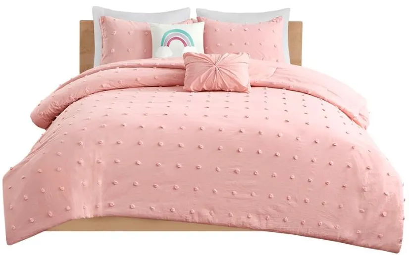 Olliix by Urban Habitat Kids Callie Pink Full/Queen Cotton Jacquard Pom Pom Comforter Set