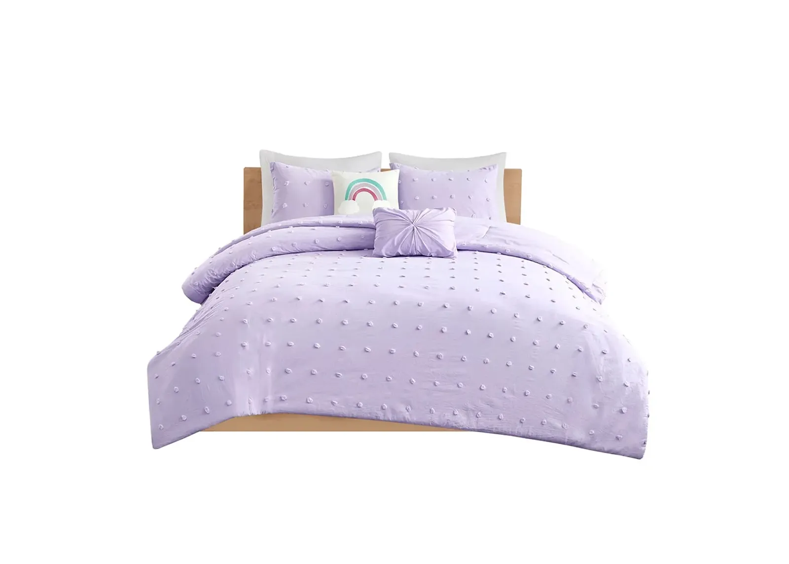 Olliix by Urban Habitat Kids Callie Lavender Twin Cotton Jacquard Pom Pom Comforter Set