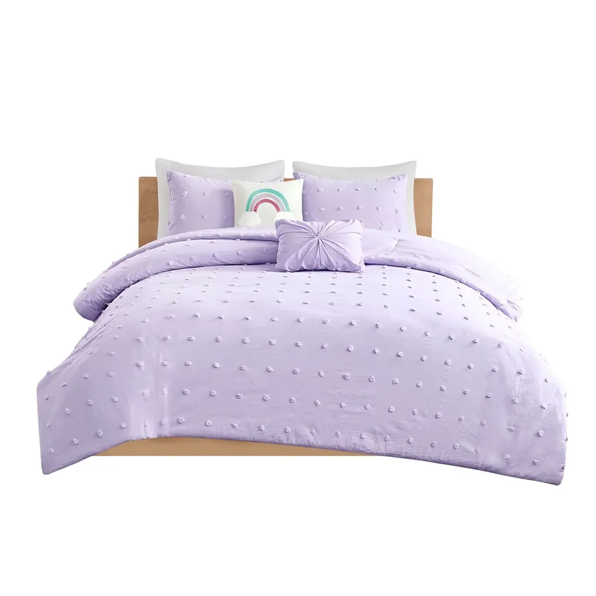 Olliix by Urban Habitat Kids Callie Lavender Twin Cotton Jacquard Pom Pom Comforter Set