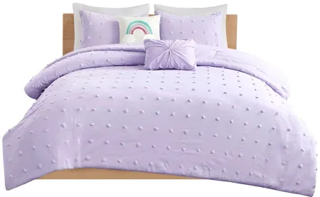 Olliix by Urban Habitat Kids Callie Lavender Twin Cotton Jacquard Pom Pom Comforter Set