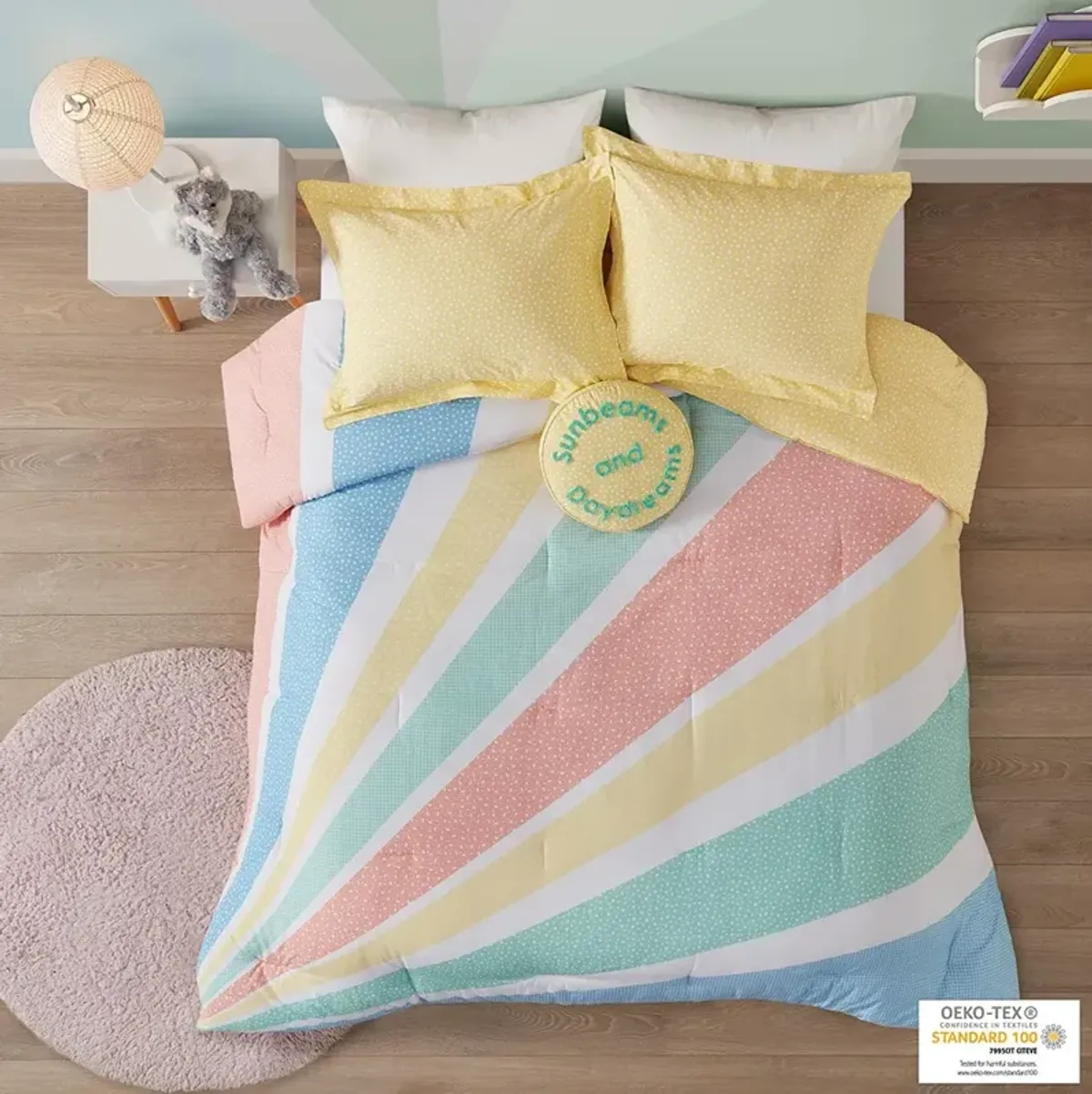 Olliix by Urban Habitat Kids Rory Rainbow Sunburst Reversible Cotton Yellow Twin Comforter Set