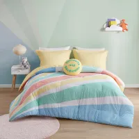 Olliix by Urban Habitat Kids Rory Rainbow Sunburst Reversible Cotton Yellow Twin Comforter Set