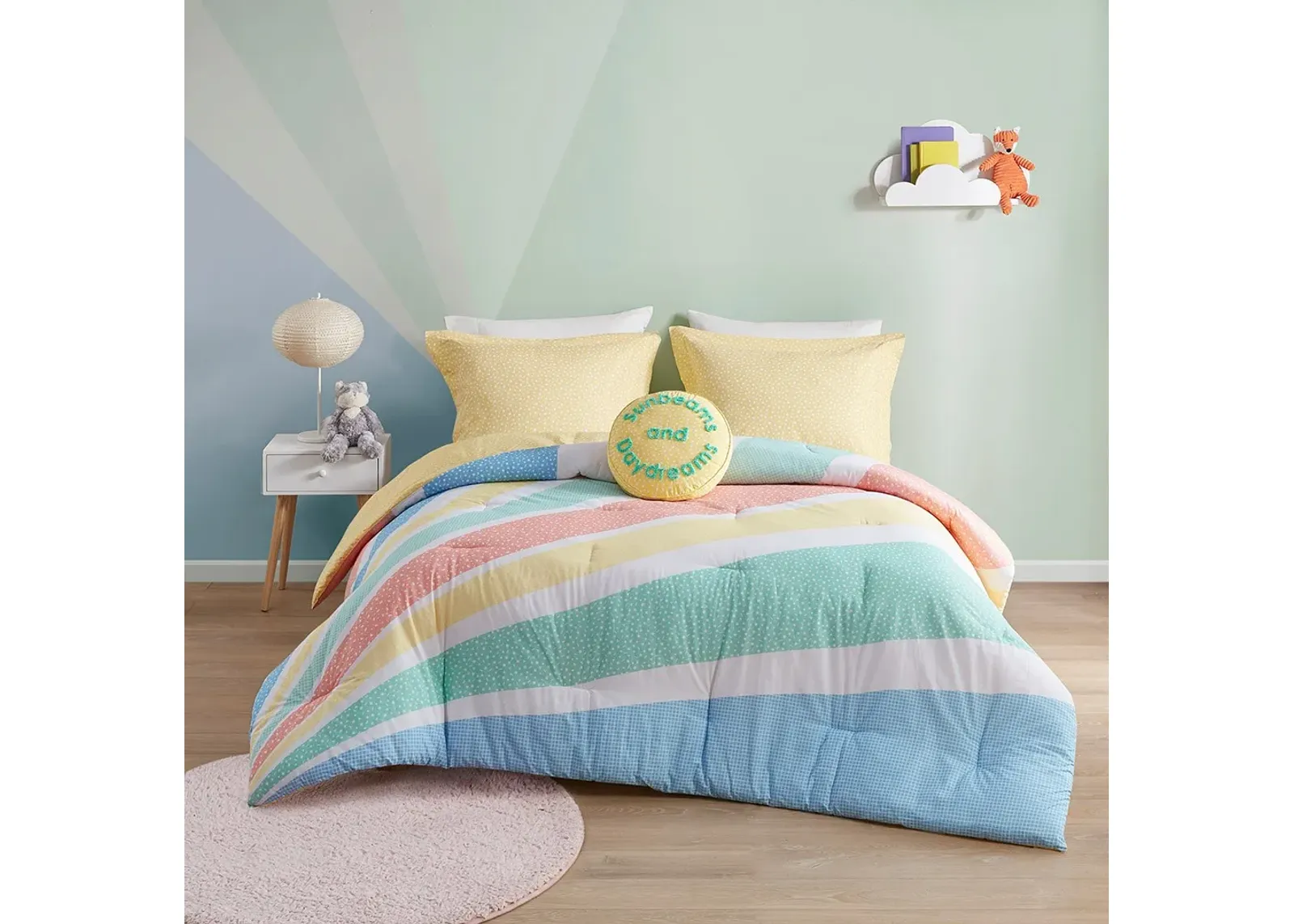 Olliix by Urban Habitat Kids Rory Rainbow Sunburst Reversible Cotton Yellow Twin Comforter Set