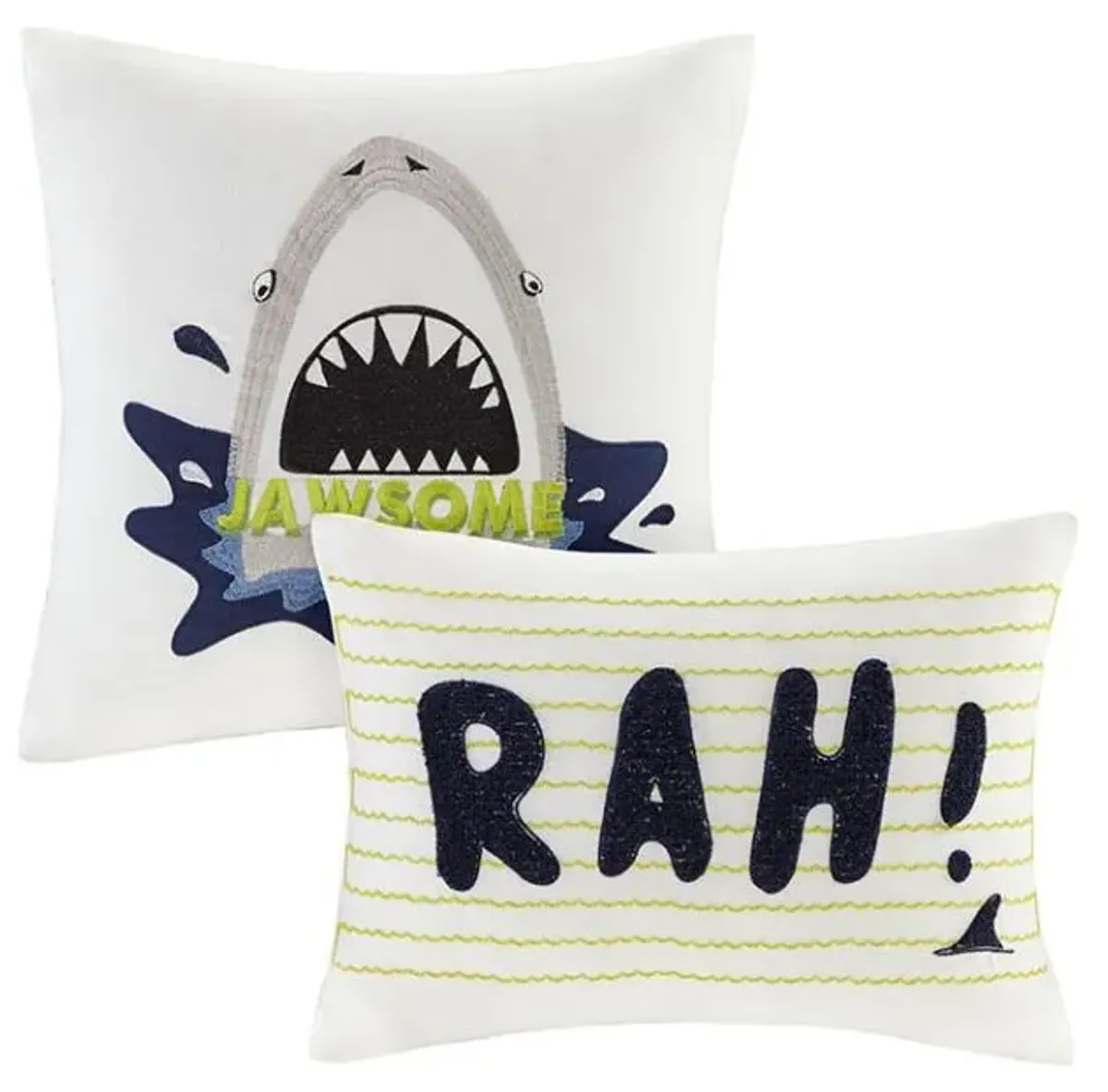 Olliix by Urban Habitat Kids Finn Green/Navy Twin Shark Cotton Reversible Coverlet Set