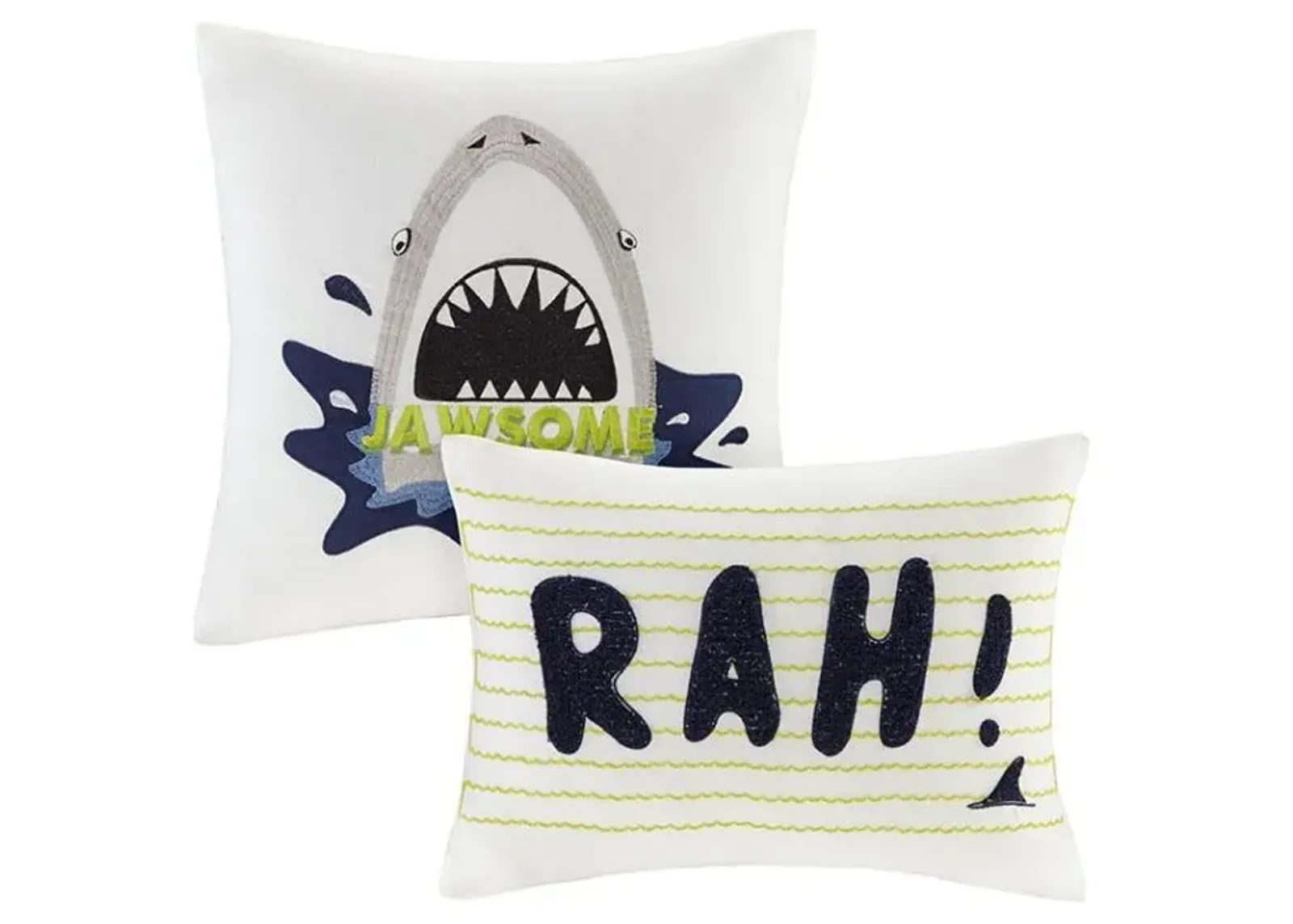 Olliix by Urban Habitat Kids Finn Green/Navy Full/Queen Shark Cotton Reversible Coverlet Set