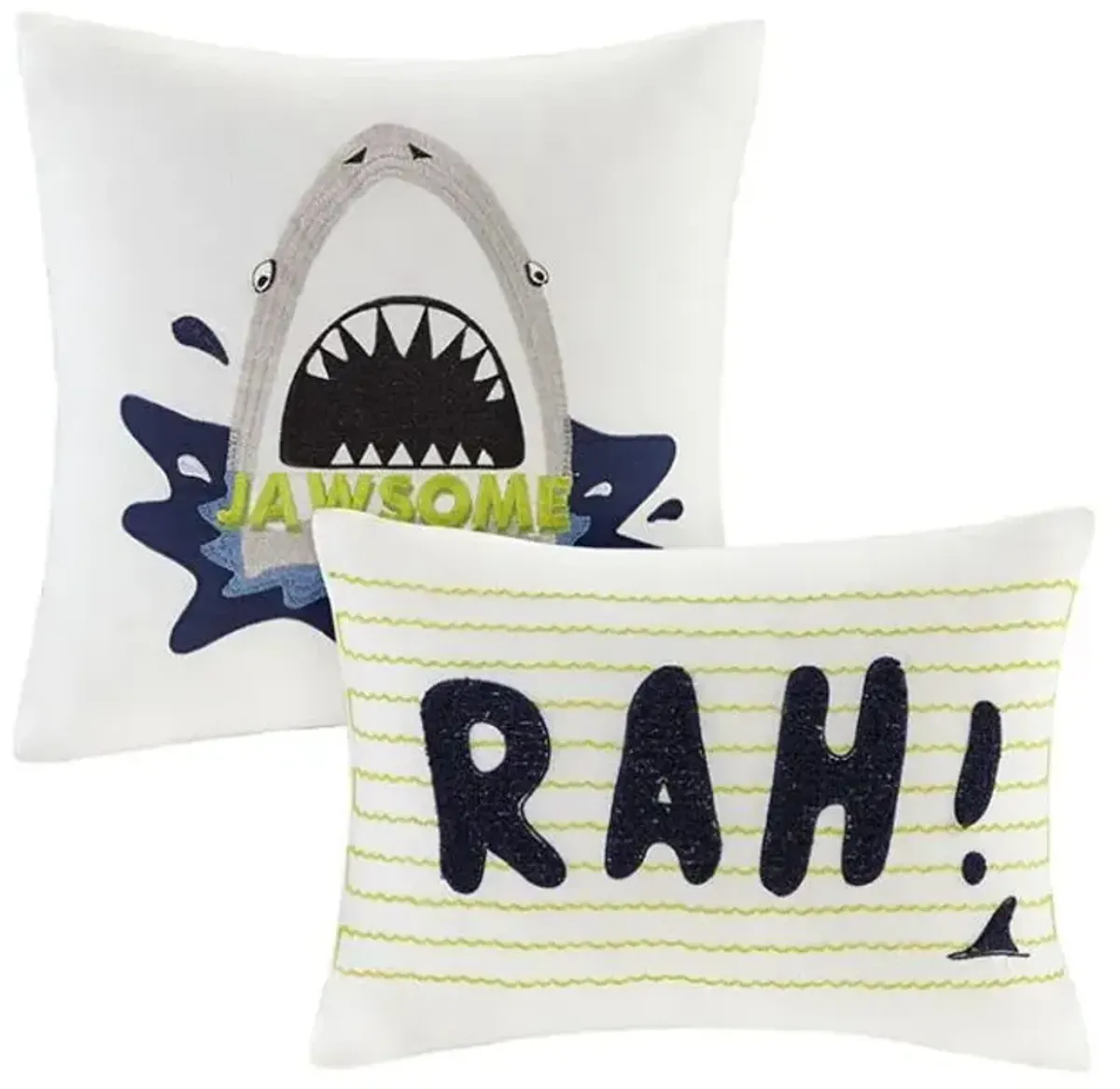 Olliix by Urban Habitat Kids Finn Green/Navy Full/Queen Shark Cotton Reversible Coverlet Set