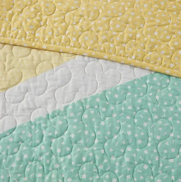 Olliix by Urban Habitat Kids Rory Rainbow Sunburst Reversible Cotton Yellow Full/Queen Coverlet Set