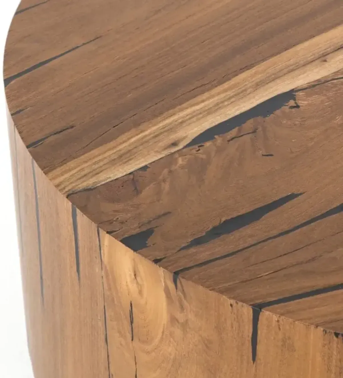 Four Hands Hudson Natural Yukas Round End Table with Black Base