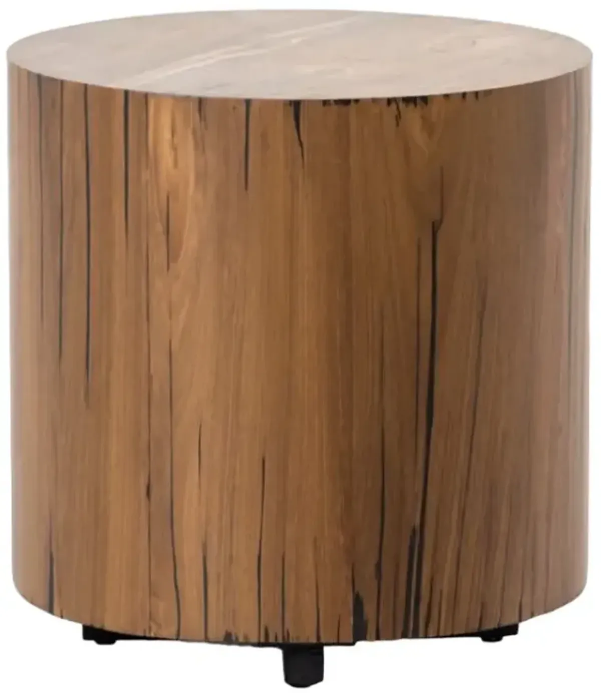Four Hands Hudson Natural Yukas Round End Table with Black Base