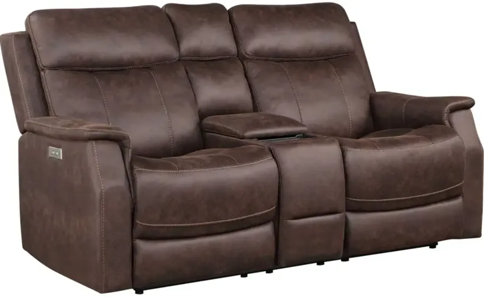 Steve Silver Co. Valencia Walnut Dual-Power Reclining Loveseat with Console