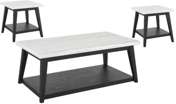 Steve Silver Co. Vida 3-Piece White Occasional Table Set with Black Base