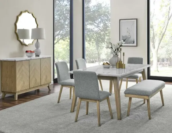 Steve Silver Co. Vida 5-Piece Gray/White Dining Set with Burnished Blonde Base