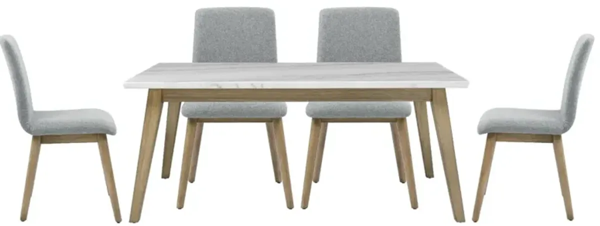 Steve Silver Co. Vida 5-Piece Gray/White Dining Set with Burnished Blonde Base