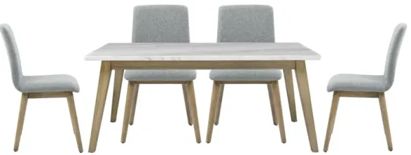 Steve Silver Co. Vida 5-Piece Gray/White Dining Set with Burnished Blonde Base