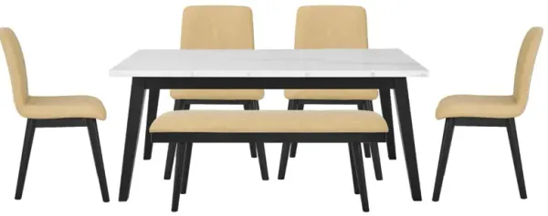 Steve Silver Co. Vida 6-Piece Sand/White Dining Set with Black Base