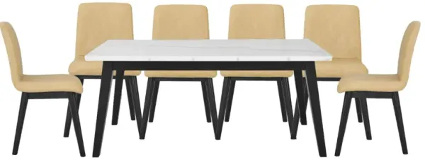 Steve Silver Co. Vida 7-Piece Sand/White Dining Set with Black Base