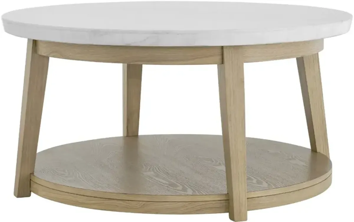 Steve Silver Co. Vida White Round Cocktail Table with Brown Base
