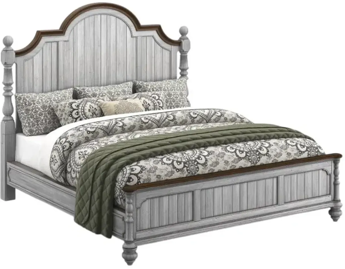 Flexsteel® Plymouth® Distressed Graywash King Panel Bed
