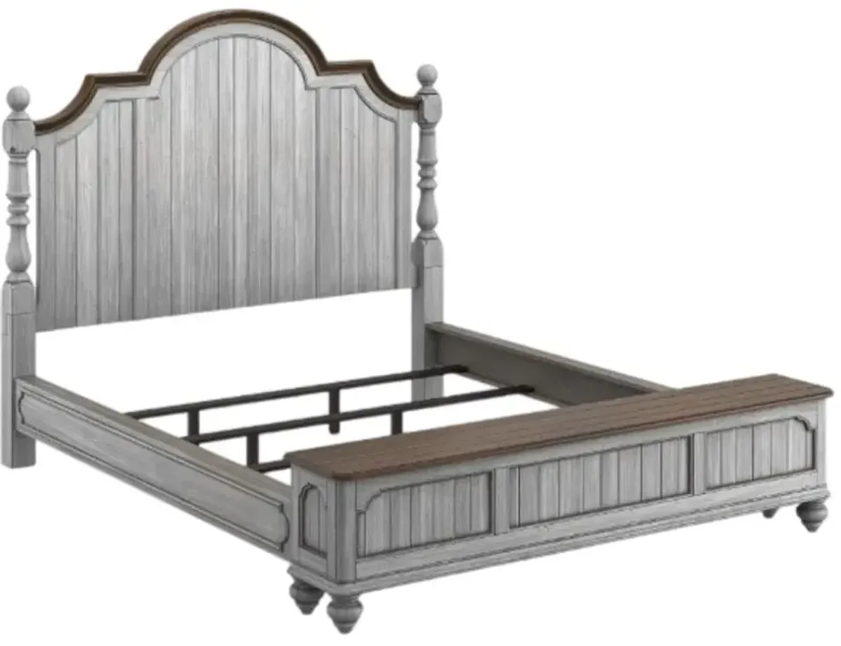 Flexsteel® Plymouth® Distressed Graywash King Storage Bed