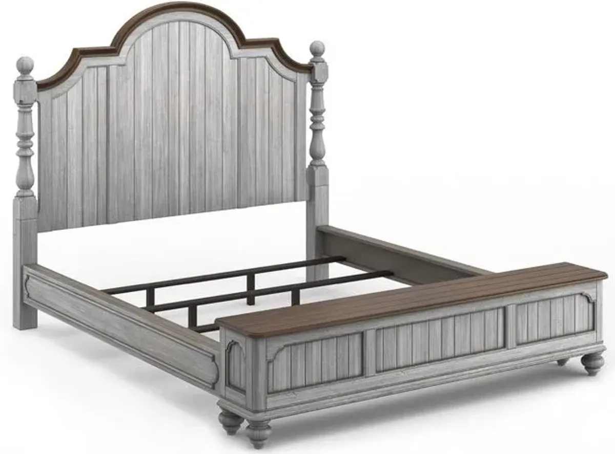 Flexsteel Plymouth Distressed Graywash King Storage Bed