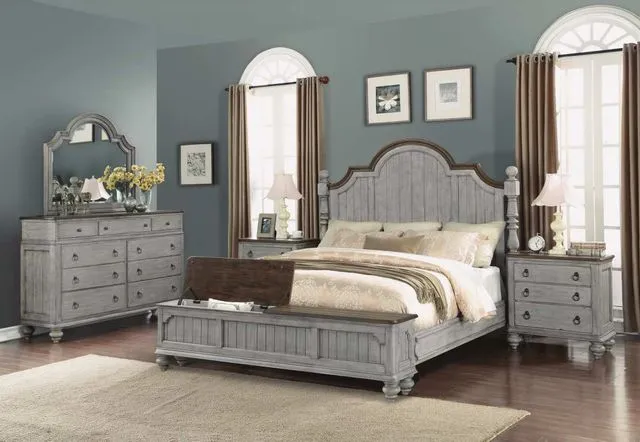 Flexsteel Plymouth Distressed Graywash King Storage Bed