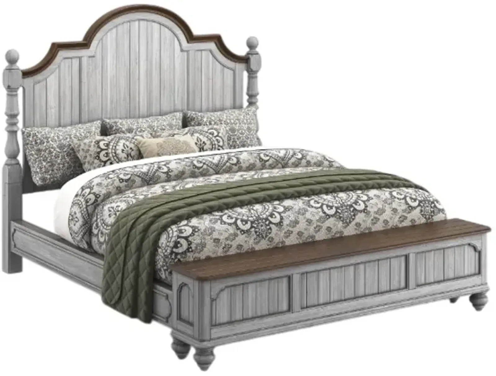 Flexsteel® Plymouth® Distressed Graywash King Storage Bed