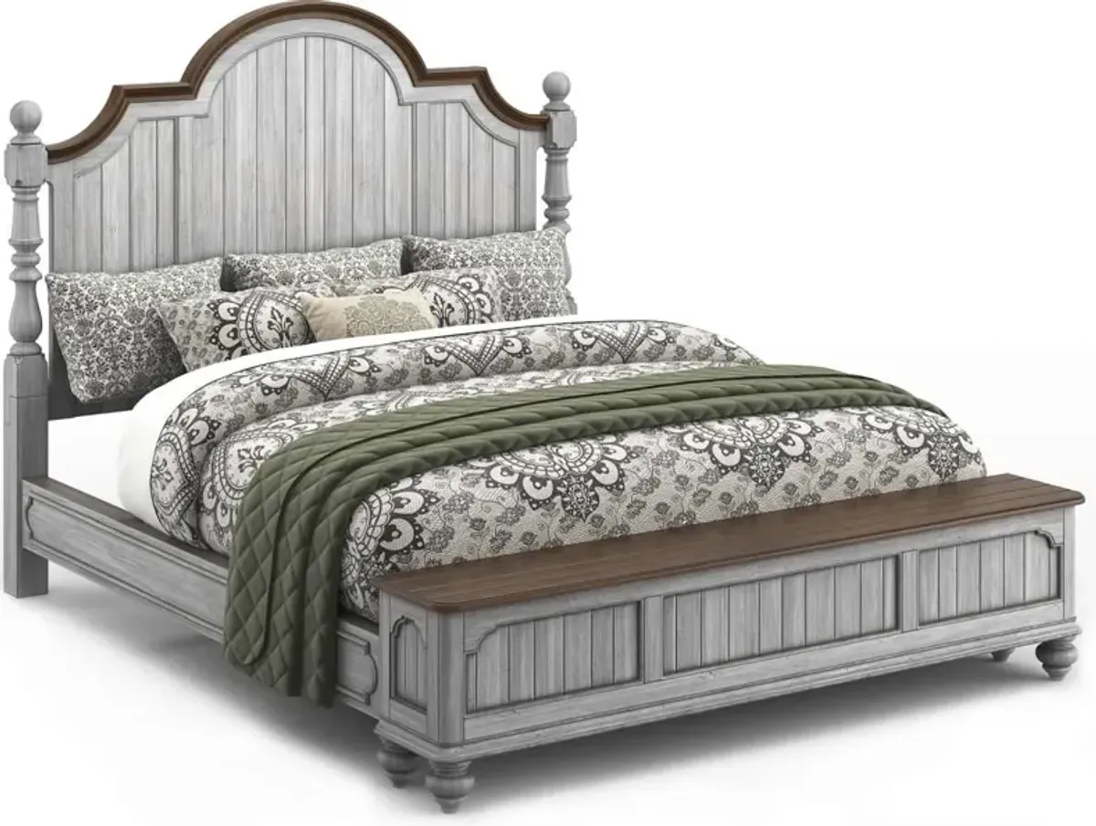 Flexsteel® Plymouth® Distressed Graywash King Storage Bed