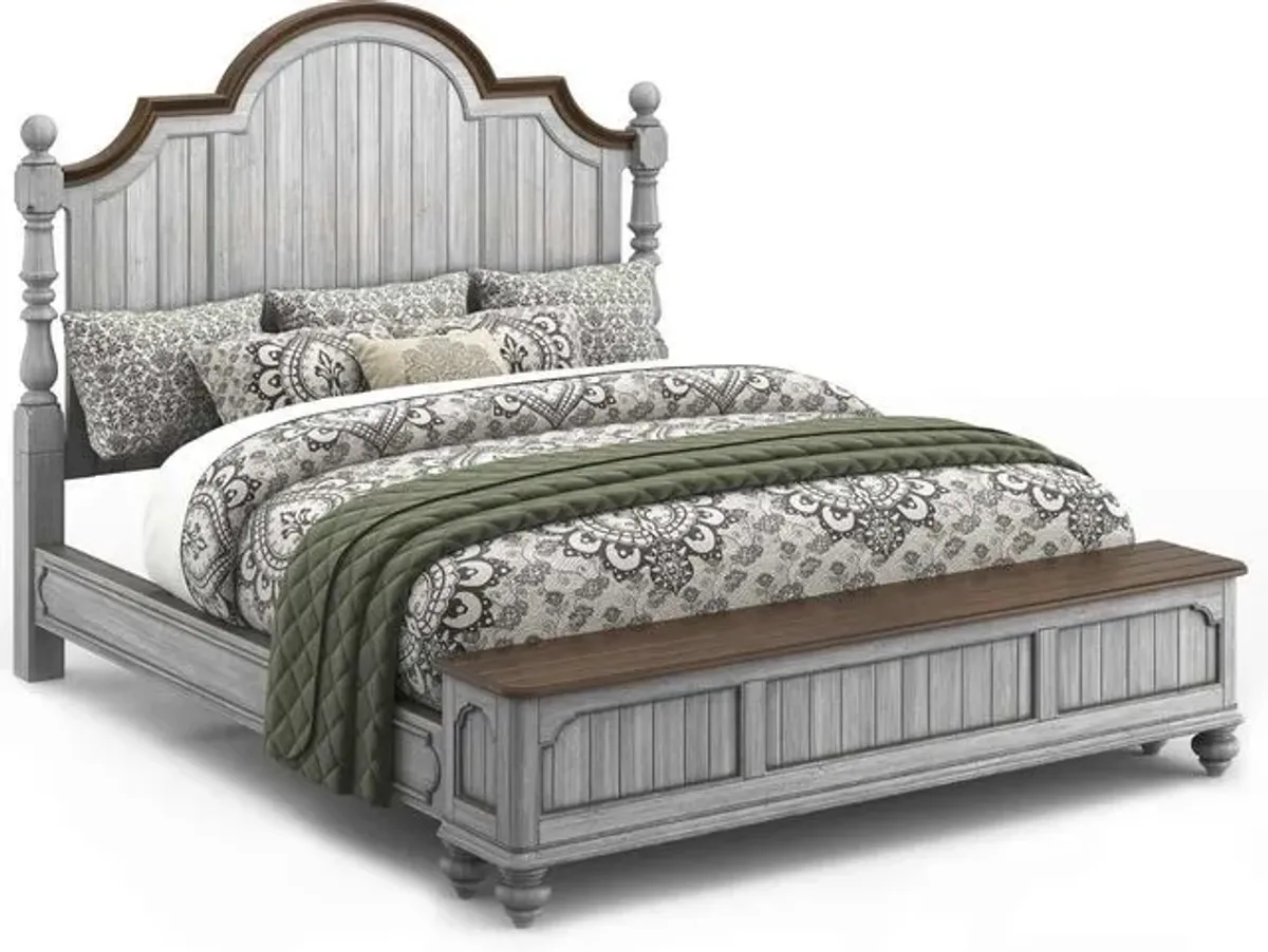 Flexsteel Plymouth Distressed Graywash King Storage Bed