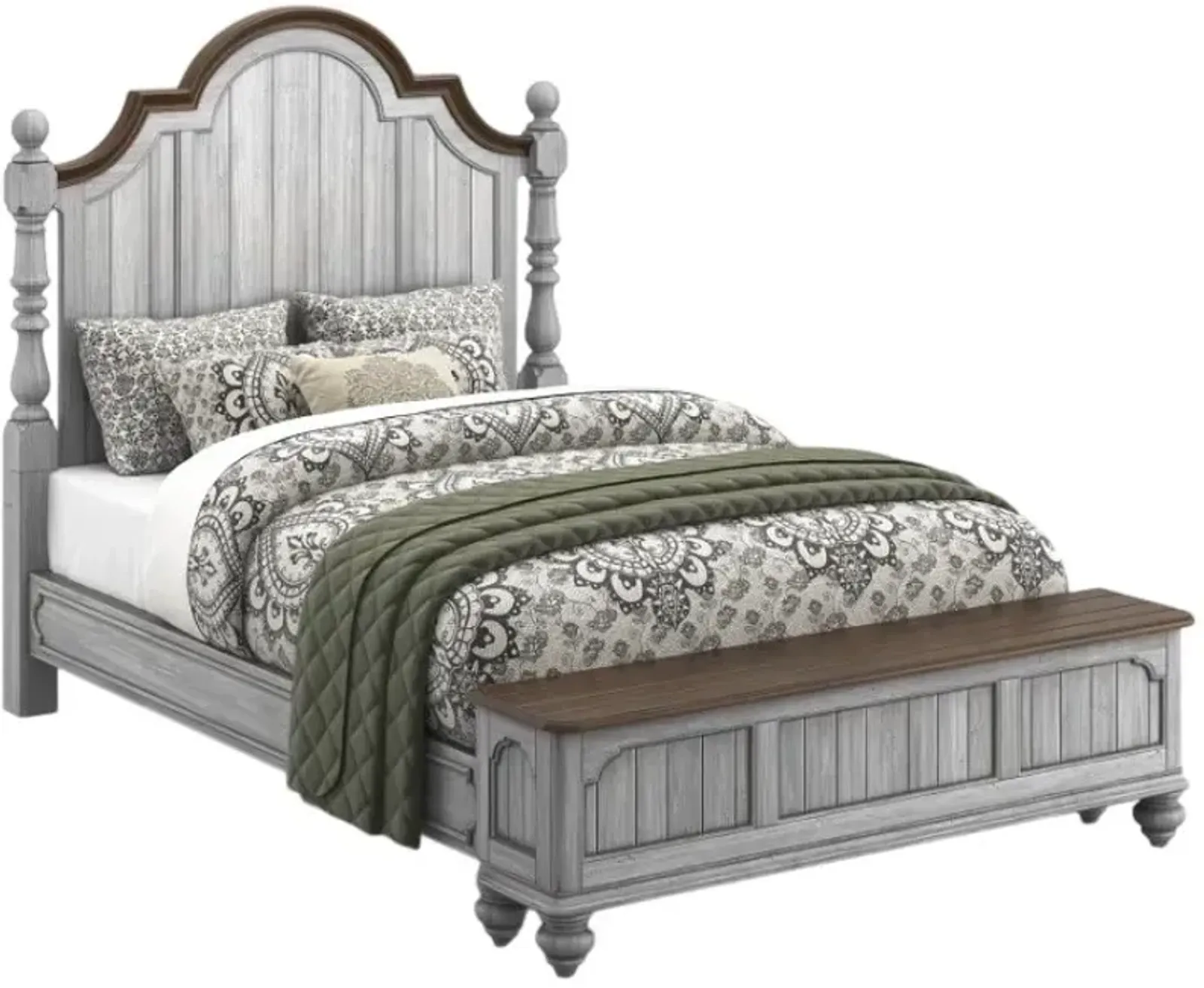 Flexsteel® Plymouth® Distressed Graywash Queen Storage Bed