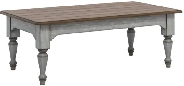 Flexsteel® Plymouth® Brown Top Coffee Table with Distressed Graywash Base