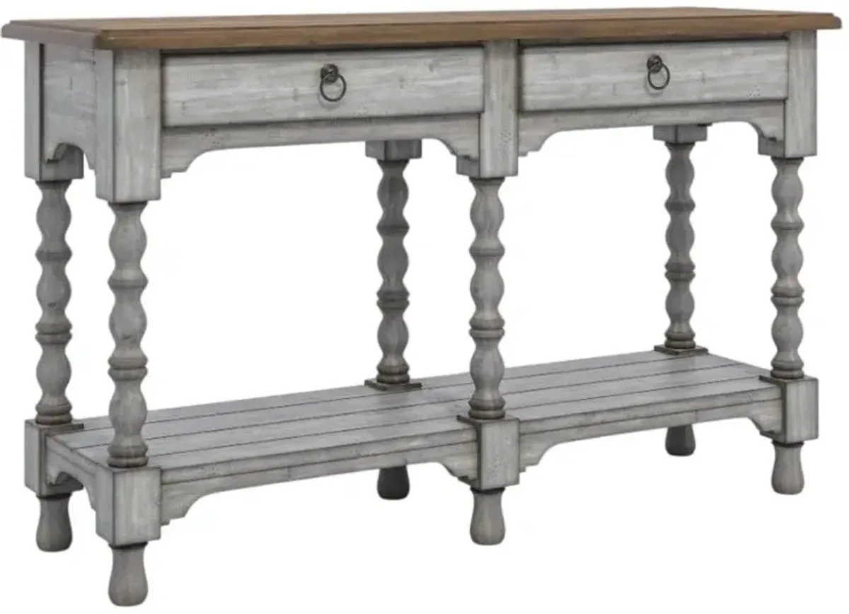 Flexsteel® Plymouth® Brown Top Sofa Table with Distressed Graywash Base
