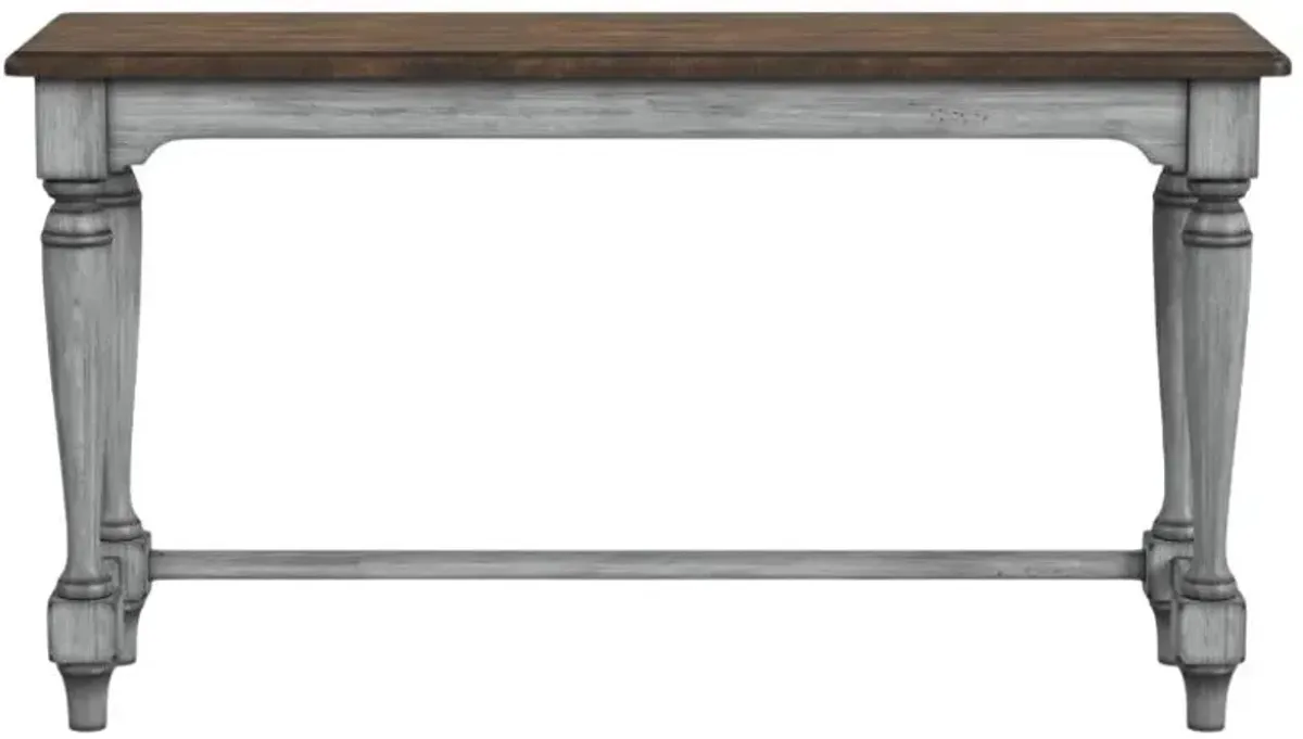 Flexsteel® Plymouth Distressed Graywash Sofa Table with Medium Brown Top