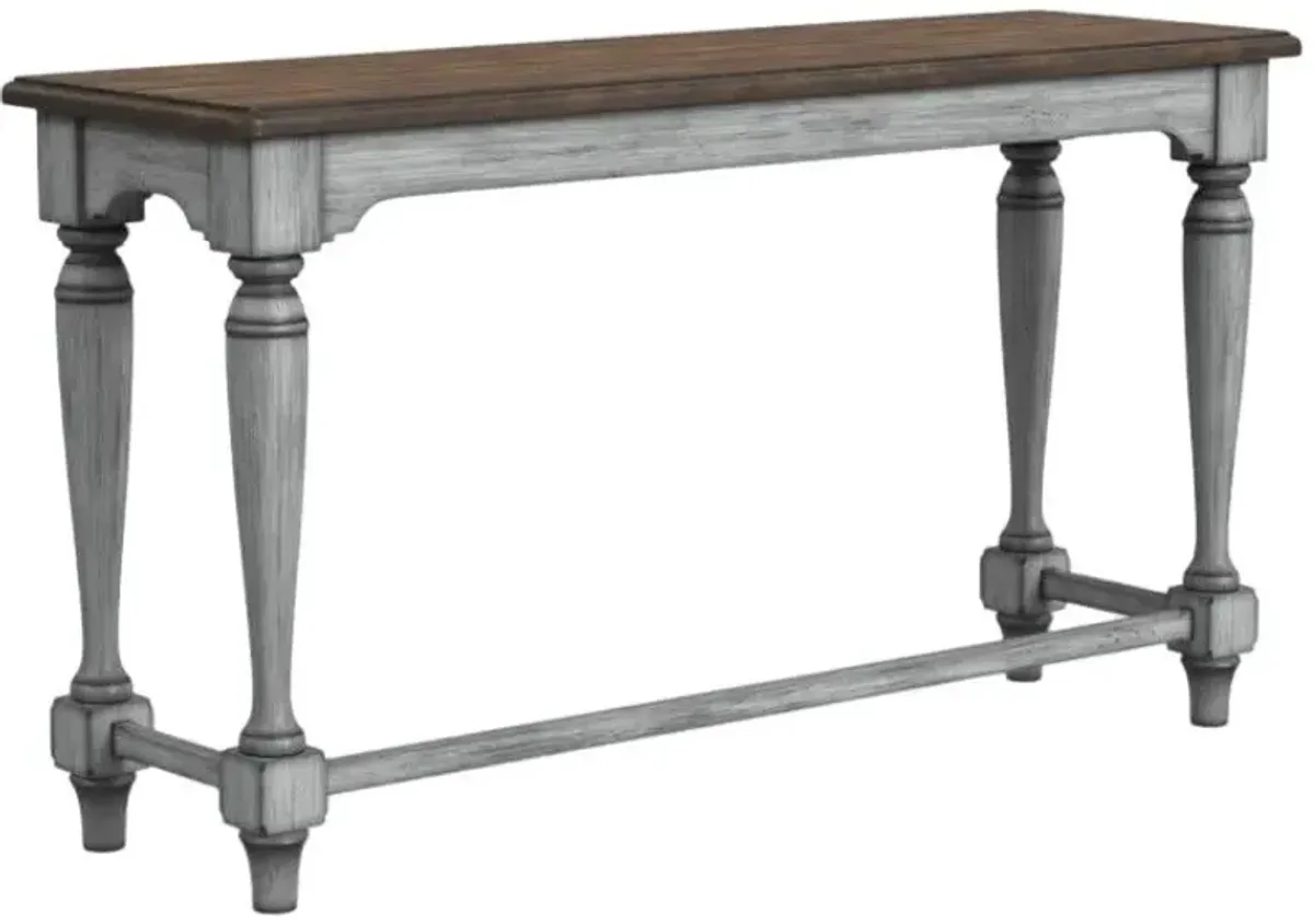 Flexsteel® Plymouth® Distressed Graywash Sofa Table with Medium Brown Top