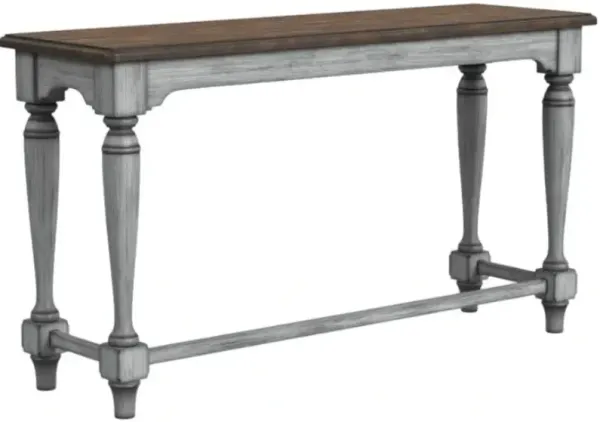 Flexsteel® Plymouth Distressed Graywash Sofa Table with Medium Brown Top