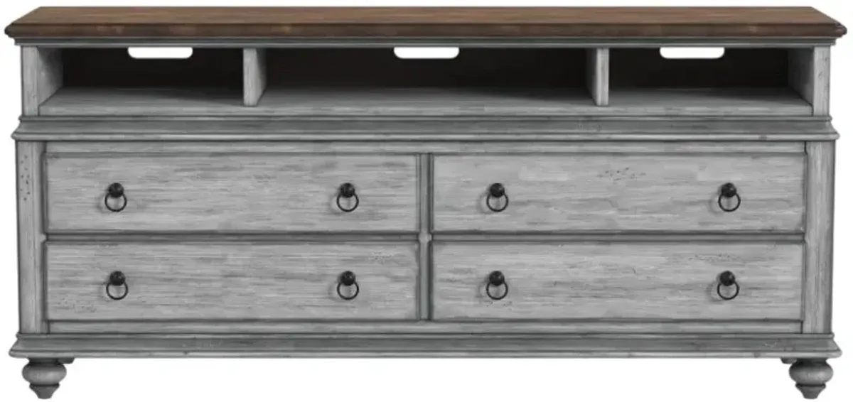 Flexsteel® Plymouth® Distressed Graywash Entertainment Base