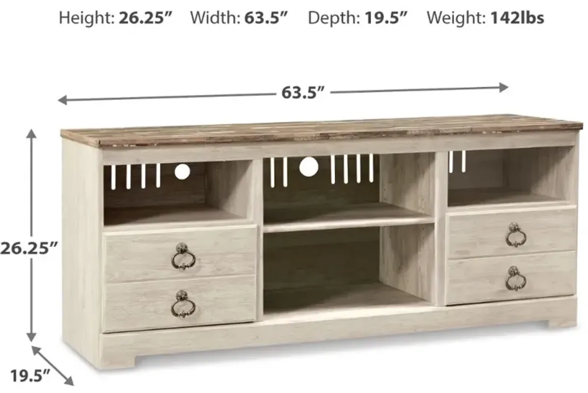 Signature Design by Ashley® Willowton Whitewash TV Stand with Fireplace Option