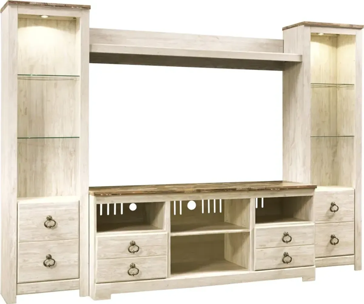 Signature Design by Ashley® Willowton 4-Piece Whitewash Entertainment Center with Media Storage