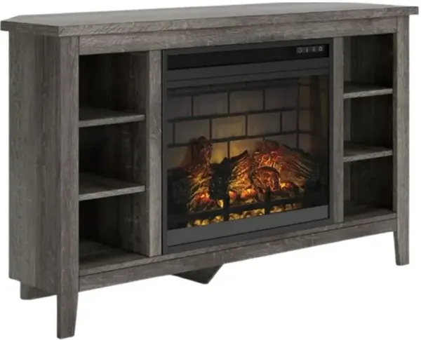 Signature Design by Ashley® Arlenbry Gray Corner TV Stand with Electric Infrared Fireplace Insert