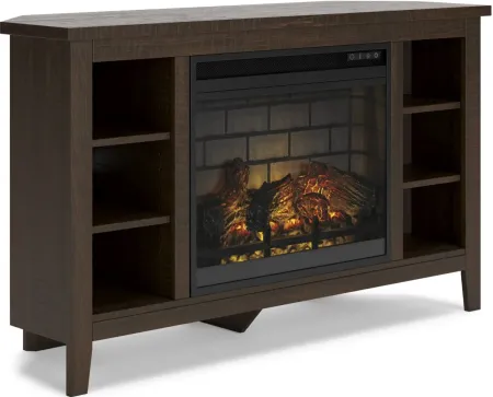 Signature Design by Ashley® Camiburg Warm Brown Corner TV Stand with Electric Fireplace 
