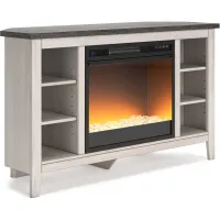 Signature Design by Ashley® Dorrinson Two-Tone Corner TV Stand with Electric Fireplace Insert