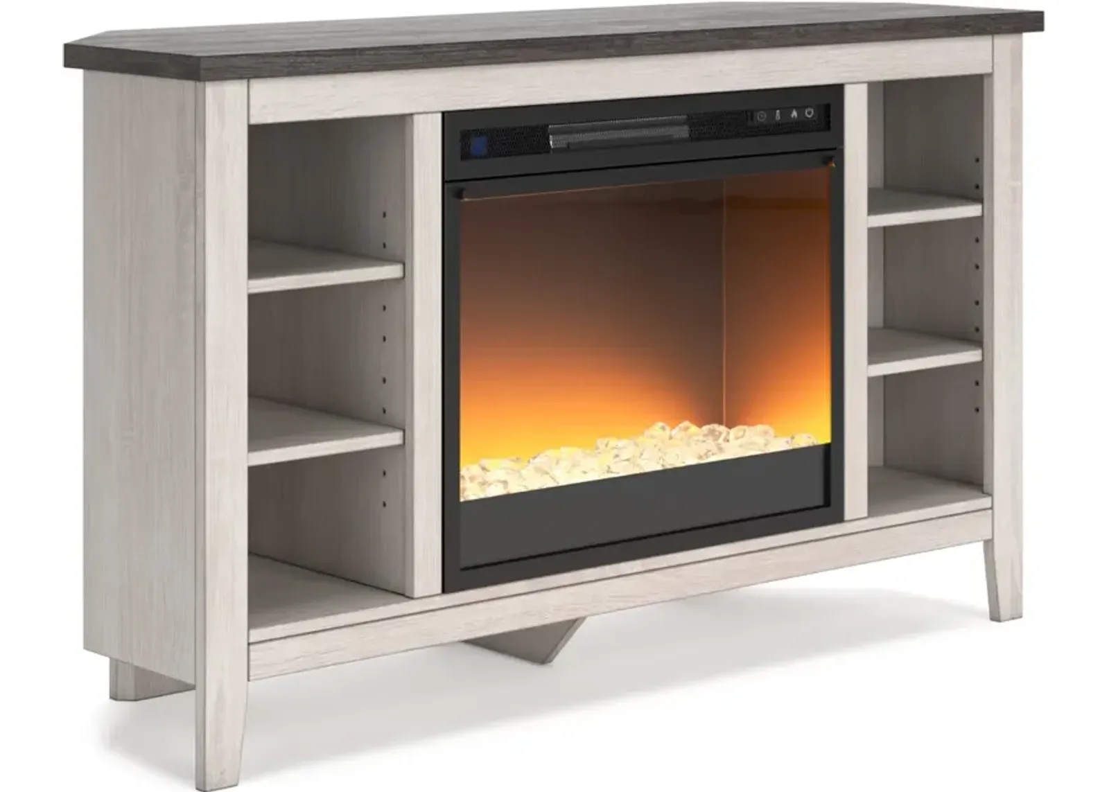 Signature Design by Ashley® Dorrinson Two-Tone Corner TV Stand with Electric Fireplace Insert