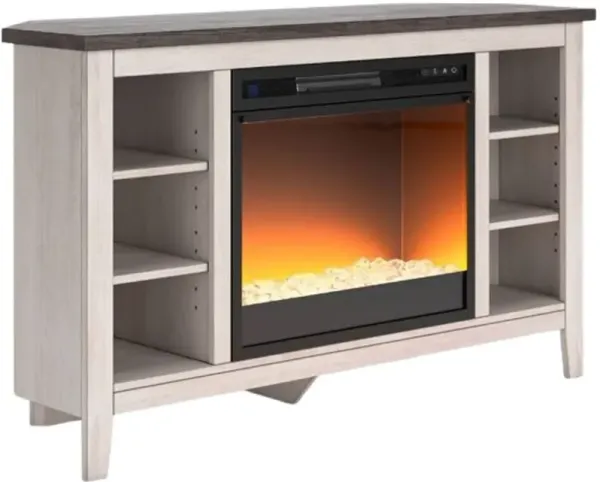 Signature Design by Ashley® Dorrinson Two-Tone Corner TV Stand with Electric Fireplace