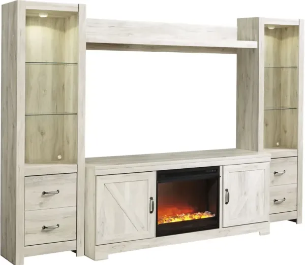 Signature Design by Ashley® Bellaby Whitewash 4-Piece Entertainment Center with Fireplace